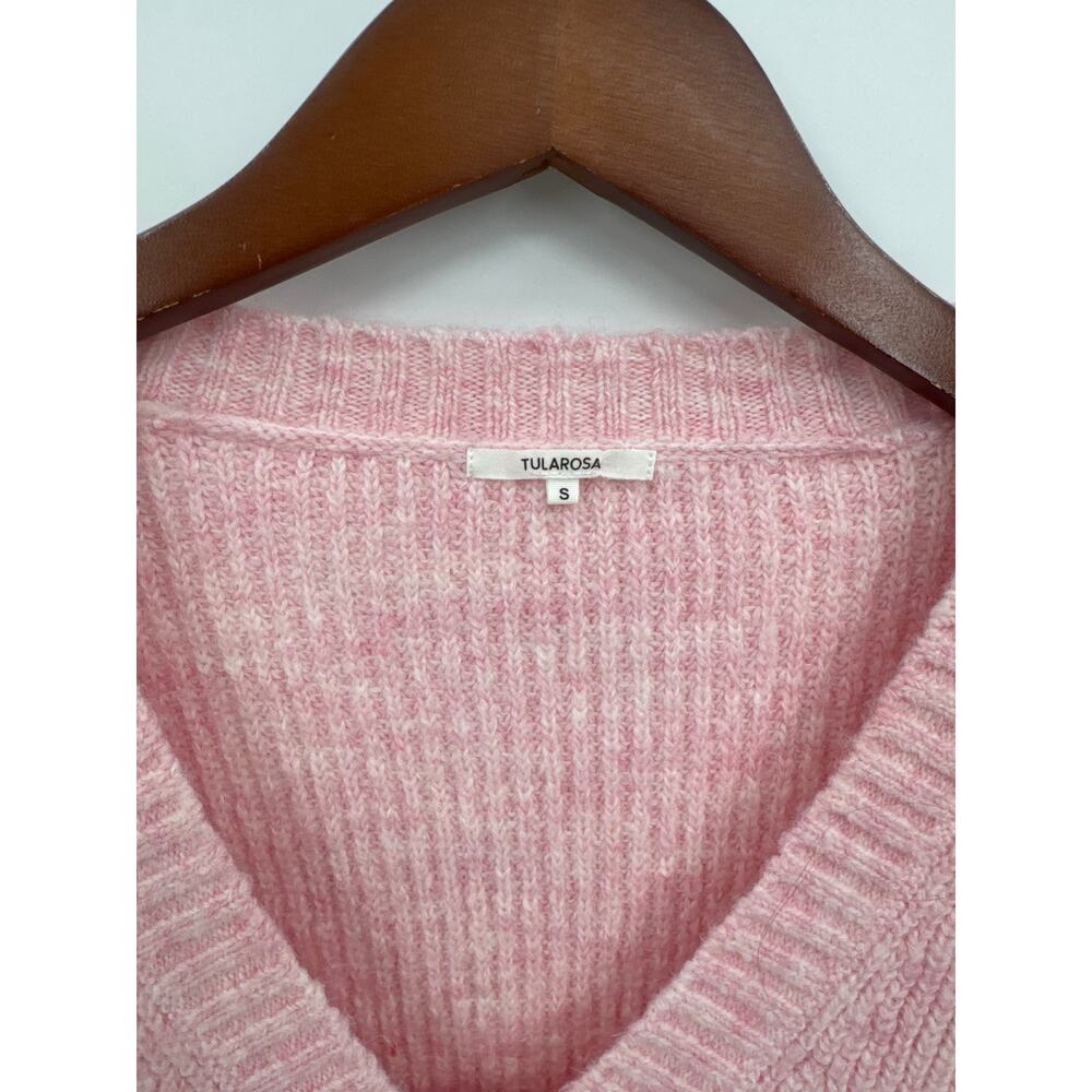 Tularosa x Revolve Shanae Ruffle Sweater Pink Ribbed Knit Size Small - Picture 4 of 8